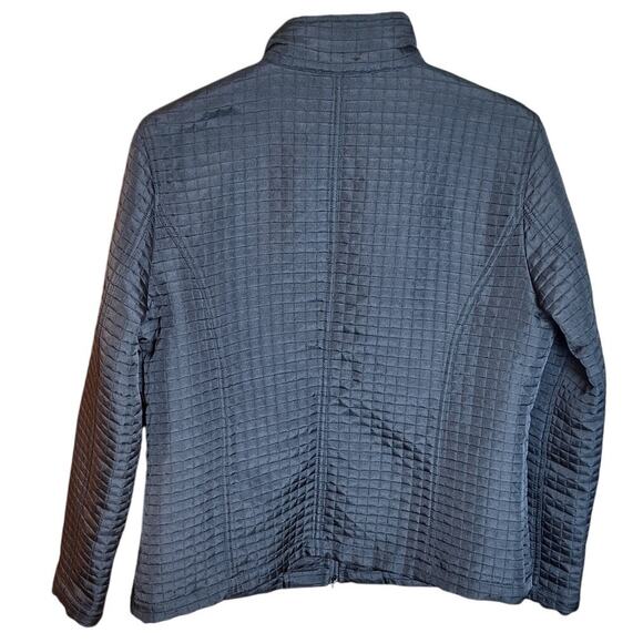 Chico's 1 Women Medium Black Grid Quilted Pocket Lightweight Full Zipper jacket - Picture 3 of 6